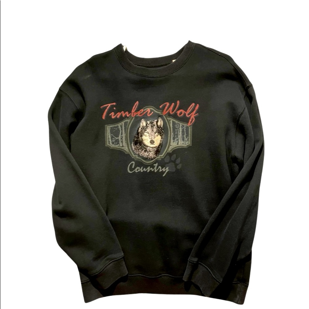 Timber Wolf Country Nature Wildlife Embroidered Sweatshirt